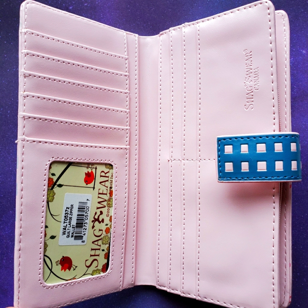 Patchwork Quilt Wallet NWT - Pink Vegan Leather - Vintage-Style Womens Wallet - Picture 4 of 7